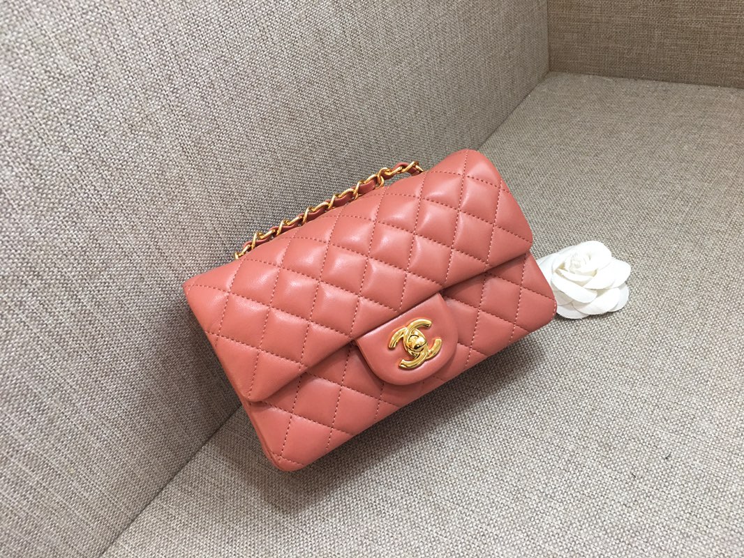 Small Classic Flap Lambskin Bag A01116 Cream Pink/Gold